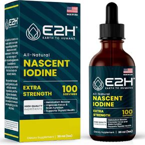 Nascent Iodine Drops - Vegan Iodine Supplement - Iodine Liquid for Thyroid Support - Boost Your Metabolism and Energy Levels - 1 Fl Oz by E2H