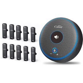Conference Speaker and Microphone, 360° Voice Pickup USB Speakerphone with 10 Wireless Mics, AI Noise Reduction, USB C Conference Microphone for 10 Compatible with Leading Software