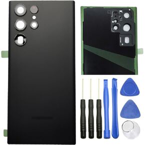 Galaxy S22 Ultra 5G Rear Panel Back Glass Door Cover Replacement for Samsung Galaxy S22 Ultra 5G 6.8" 2022" SM-S908(NOT for S22 6.1",NOT for S22+ 6.6") (S22 Ultra/Black-Gray)
