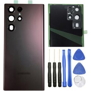 غطاء بديل للوحة الخلفية الزجاجية لهاتف Galaxy S22 Ultra 5G لهاتف Samsung Galaxy S22 Ultra 5G 6.8 بوصة 2022 بوصة SM-S908 (ليس لـ S22 6.1 بوصة، وليس لـ S22+ 6.6 بوصة) (S22 Ultra/أسود-رمادي)