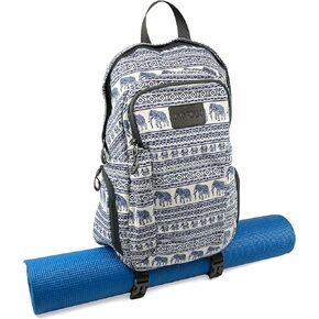 Yoga Mat Backpack Two Straps Patterned Canvas