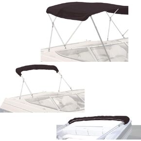 SavvyCraft 3 Bow Bimini Top Replacement Canvas Cover, Durable Marine Grade Canvas Boat Canopy with Storage Boot/Without Frame, 3 Bow 72" L 73"-78" W Black Color