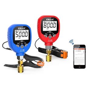 Elitech Digital AC Gauge Set HVAC Gauges APP Monitoring with Temperature Clamps 1/8'' NPT, PT-500&PT-800