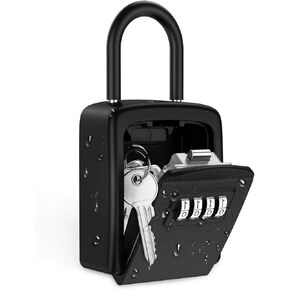 صندوق قفل مفتاح مطور، صندوق قفل لمفتاح المنزل، صندوق قفل تخزين مفتاح مكون من 4 أرقام مقاوم للطقس، صندوق قفل بسعة 5 مفاتيح مع كبل قابل للإزالة للأماكن الداخلية والخارجية، فضي 3.66 بوصة in Kuwait