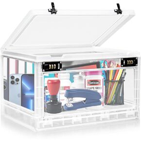 Large Medicine Lock Box, Personal Items Lockable Container for Phone/Tablet/IPad, Refrigerator Locking Storage Bin for Snack/Food, Childproof First AID Locked Cabinet