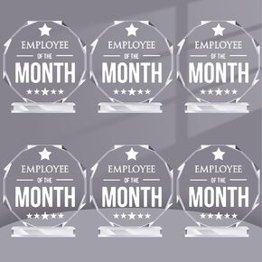 Roowest 6 Pcs Employee Of The Month Plaque Appreciation Gifts for Coworkers Acrylic Plaque Award Keepsake Reward for Employee Colleague Volunteer Office (Octagon)