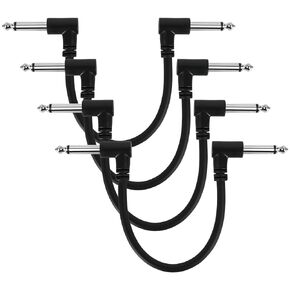6 Inch Guitar Patch Cables 6 Pack, 1/4" Right Angle Guitar Effect Pedal Cable, Black