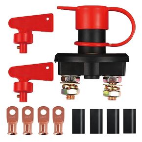 Battery Disconnect Switch, DC 12V 24V Battery Master Isolator Cut Off Power Kill Switch for Marine Car Boat RV ATV Auto Truck Vehicle, with 2 Waterproof Key, 4 Copper Ring Terminals