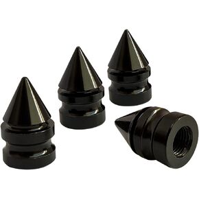 Spike Tire Valve Caps Black 4 Pack, Aluminum Alloy Dustproof and Waterproof, Universal Valve Stem Covers for Cars, Trucks and Motorcycles