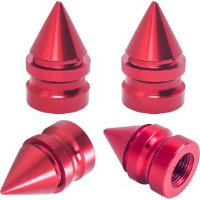 Spike Tire Valve Caps Black 4 Pack, Aluminum Alloy Dustproof and Waterproof, Universal Valve Stem Covers for Cars, Trucks and Motorcycles