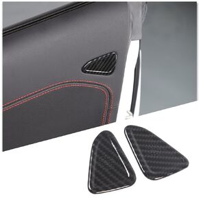 Car Side Door Speaker Cover Trim Compatible with Chevrolet Corvette C8 Stingray 2020-2023,ABS 2PCS C8 Interior Door Trumpet Grille Cover Trim Accessories (Black Carbon)