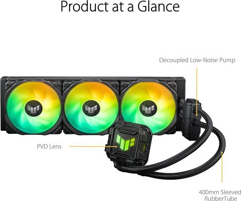 ASUS TUF Gaming LC 240 ARGB مبرد وحدة المعالجة المركزية السائل الكل في واحد (Aura Sync، مراوح الرادياتير TUF 120mm ARGB المزدوجة مع تصميم أخدود شفرة المروحة) in Kuwait