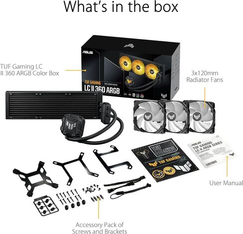 ASUS TUF Gaming LC 240 ARGB مبرد وحدة المعالجة المركزية السائل الكل في واحد (Aura Sync، مراوح الرادياتير TUF 120mm ARGB المزدوجة مع تصميم أخدود شفرة المروحة) in Kuwait