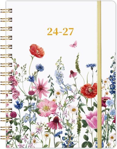 2024-2027 Monthly Planner - 3 Year Monthly Planner/Calendar 2024-2027，Jul. 2024 - Jun. 2027, 2024-2027 Monthly Planner, 6.3" x 8.4", 36 Monthly Calendar with Tabs + Back Pocket - Flowers in Saudi Arabia