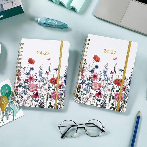 2024-2027 Monthly Planner - 3 Year Monthly Planner/Calendar 2024-2027，Jul. 2024 - Jun. 2027, 2024-2027 Monthly Planner, 6.3" x 8.4", 36 Monthly Calendar with Tabs + Back Pocket - Flowers in Saudi Arabia