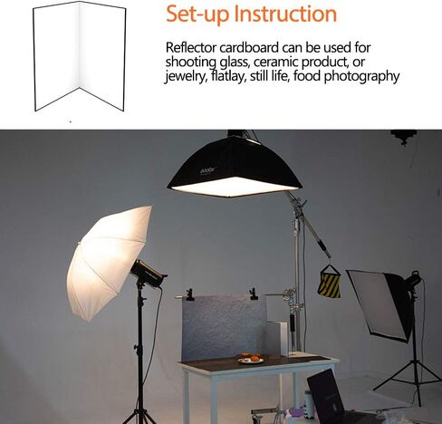 ورق مقوى عاكس للصور مقاس 8 × 11 بوصة / 21 × 29 سم أبيض وأسود وفضي وذهبي، لوح ارتداد للضوء للمنتج، دعامات تصوير طعام ثابتة، عبوتان in Kuwait