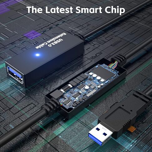 سلك موسع USB نشط بطول 66 قدمًا/20 مترًا، كابل تمديد USB 3.0، ذكر إلى أنثى، متوافق مع محرك فلاش USB، القرص الصلب، قارئ البطاقات، كاميرا الويب، الطابعة، لوحة المفاتيح، الماوس، بلاي ستيشن، إكس بوكس، سماعة الواقع الافتراضي in Kuwait