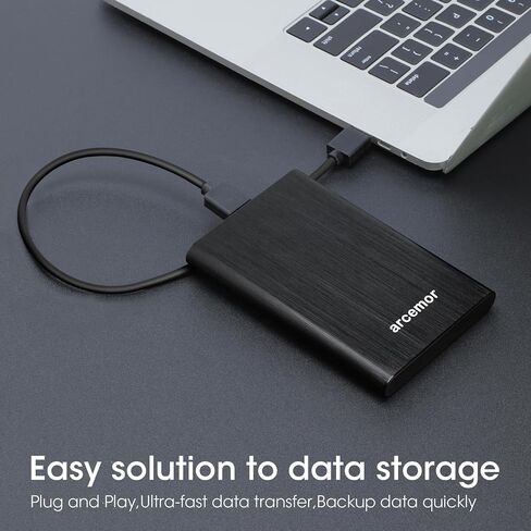 محرك الأقراص الصلبة الخارجي المحمول سعة 320 جيجابايت USB3.0 فائق النحافة مقاس 2.5 بوصة HDD لأجهزة الكمبيوتر الشخصية وأجهزة Mac والكمبيوتر المحمول وChromebook وXbox One (أسود، 320 جيجابايت) in Saudi Arabia