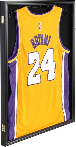 Jersey Display Frame Case Lockable, Large Sport Jersey Shadow Box with 98% UV Protection Acrylic and Hanger for Baseball Basketball Football Soccer Hockey Sport Shirt and Uniform (Black Finish) in Saudi Arabia