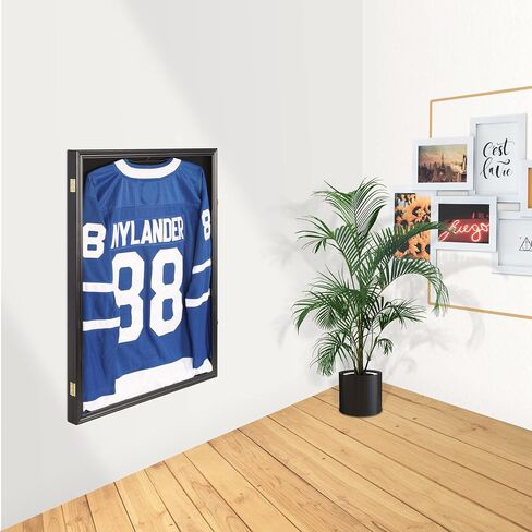 Jersey Display Frame Case Lockable, Large Sport Jersey Shadow Box with 98% UV Protection Acrylic and Hanger for Baseball Basketball Football Soccer Hockey Sport Shirt and Uniform (Black Finish) in Saudi Arabia
