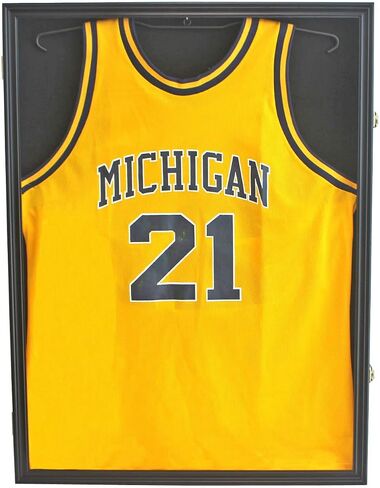 Jersey Display Frame Case Lockable, Large Sport Jersey Shadow Box with 98% UV Protection Acrylic and Hanger for Baseball Basketball Football Soccer Hockey Sport Shirt and Uniform (Black Finish) in Saudi Arabia