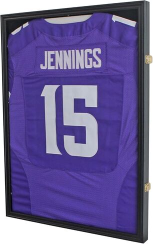 Jersey Display Frame Case Lockable, Large Sport Jersey Shadow Box with 98% UV Protection Acrylic and Hanger for Baseball Basketball Football Soccer Hockey Sport Shirt and Uniform (Black Finish) in Saudi Arabia