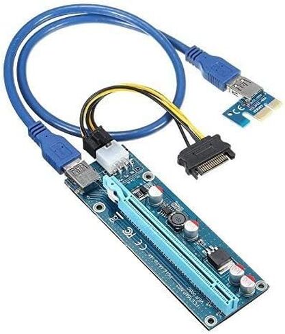 حزمة PCIe Riser 6، بطاقة محول GPU Riser، موسع PCI Express 1X إلى 16X، ملحق بطاقة رسومات التعدين USB 3.0، كابل طاقة 6pin MOLEX إلى SATA لجهاز Ethereum Bitcoin Litecoin in Kuwait