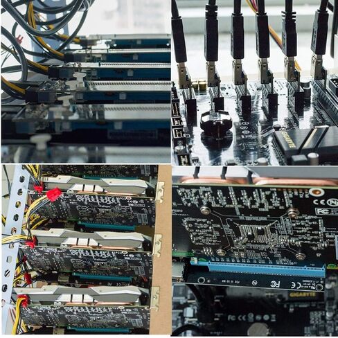 حزمة PCIe Riser 6، بطاقة محول GPU Riser، موسع PCI Express 1X إلى 16X، ملحق بطاقة رسومات التعدين USB 3.0، كابل طاقة 6pin MOLEX إلى SATA لجهاز Ethereum Bitcoin Litecoin in Kuwait