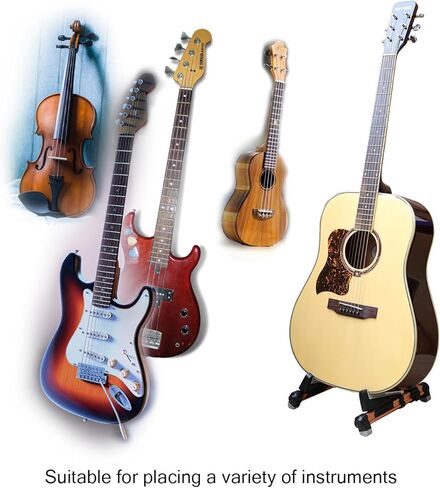 حامل جيتار قابل للطي، حامل جيتار عالمي على شكل حرف A، مسند جيتار قابل للتعديل ومحمول للجيتار الصوتي، الجيتارات الكهربائية، الجهير والقيثارة، مثالي للمسرح والمنزل/ذهبي وردي in Kuwait