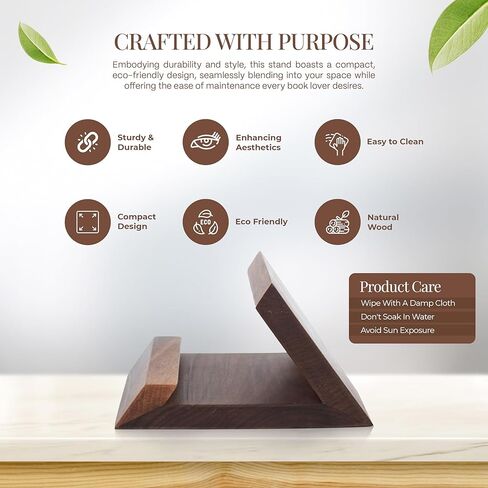 حامل كتب الجوز: حامل كتب خشبي فاخر للمكتب أو المكتب - حامل كتب مثالي لغرفة المعيشة أو المطبخ أو طاولة القهوة - تصميم حديث، صغير in Kuwait