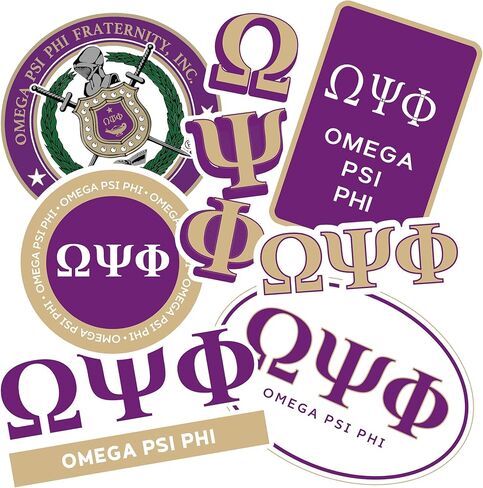 Omega Psi Phi Standard Sticker Sheet Decal Laptop Water Bottle Car (Full Sheet - Standard) in Saudi Arabia