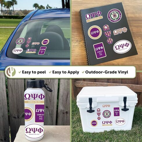 Omega Psi Phi Standard Sticker Sheet Decal Laptop Water Bottle Car (Full Sheet - Standard) in Saudi Arabia
