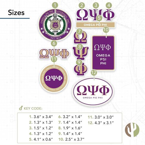 Omega Psi Phi Standard Sticker Sheet Decal Laptop Water Bottle Car (Full Sheet - Standard) in Saudi Arabia