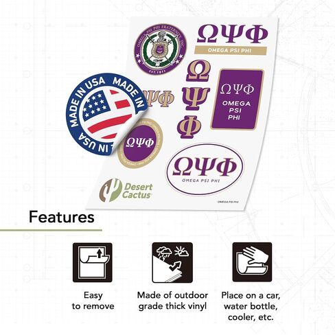Omega Psi Phi Standard Sticker Sheet Decal Laptop Water Bottle Car (Full Sheet - Standard) in Saudi Arabia