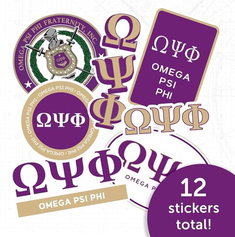 Omega Psi Phi Standard Sticker Sheet Decal Laptop Water Bottle Car (Full Sheet - Standard) in Saudi Arabia