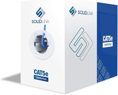 SolidLink - SL601N CAT5e 1000ft UTP كابل موصل صلب 24AWG LAN شبكة إيثرنت RJ45 سلك، أزرق (SL601)، in Kuwait