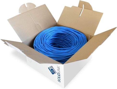 SolidLink - SL601N CAT5e 1000ft UTP كابل موصل صلب 24AWG LAN شبكة إيثرنت RJ45 سلك، أزرق (SL601)، in Kuwait