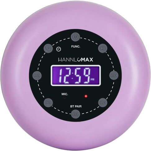 HANNLOMAX HX-159CR Portable Shower Bluetooth Speaker with Clock Radio (Pink) in Saudi Arabia