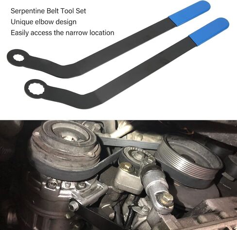 2PCS Serpentine Belt Tool Set,KIMISS Carbon Steel 11 6 210 Ratcheting Serpentine Belt Tool Replacement for N12N14 N16 and N18 Petrol Engines 2007 Onwards serpentine belt tool in Saudi Arabia