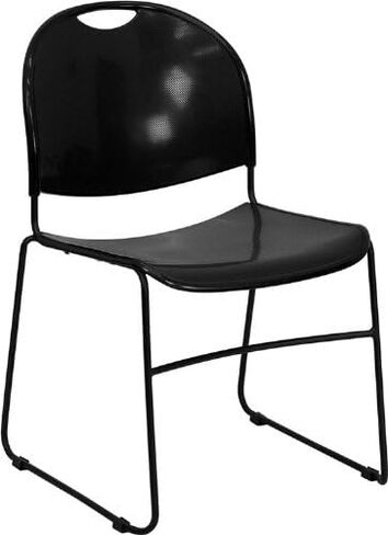 Flash Furniture 4 Pack HERCULES Series 880 lb. كرسي مكدس أسود فائق السعة مع إطار مطلي بمسحوق أسود in Kuwait