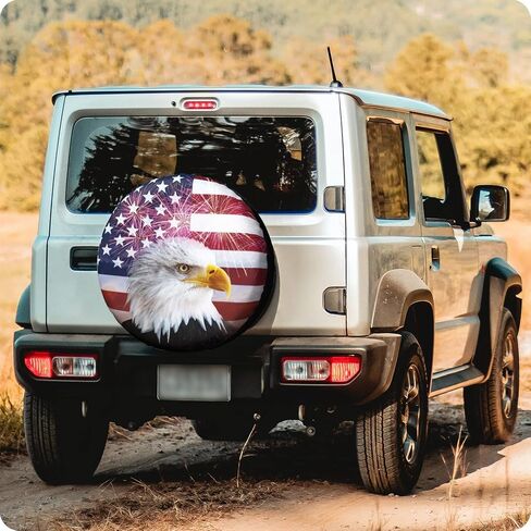 American Flag Spare Tire Cover for RV Trailer Eagle Camper Wheel Accessories for Travel Trailers Waterproof UV Sun Protectors Fits Truck SUV Camping Tire Wheel Covers Diameters 14 inches in Saudi Arabia