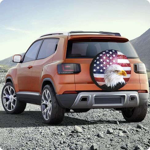 American Flag Spare Tire Cover for RV Trailer Eagle Camper Wheel Accessories for Travel Trailers Waterproof UV Sun Protectors Fits Truck SUV Camping Tire Wheel Covers Diameters 14 inches in Saudi Arabia