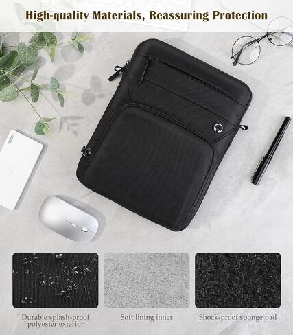 9-11" Tablet Sleeve Bag for iPad Air 5/4 10.9, iPad Air 11" 2024, iPad 9/8/7th 10.2, iPad 10th Gen 10.9, iPad Pro 11 M4 M2 2024-2018, Galaxy Tab A9+ S9 FE A8, with Shoulder Strap, Black in Saudi Arabia