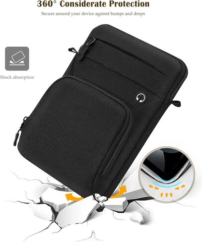 9-11" Tablet Sleeve Bag for iPad Air 5/4 10.9, iPad Air 11" 2024, iPad 9/8/7th 10.2, iPad 10th Gen 10.9, iPad Pro 11 M4 M2 2024-2018, Galaxy Tab A9+ S9 FE A8, with Shoulder Strap, Black in Saudi Arabia