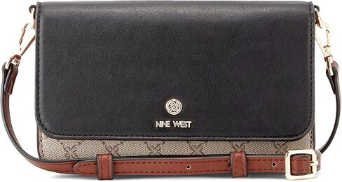 Nine West LINNETTE SLG WLLT على سلسلة، شعار بيج أسود in Kuwait