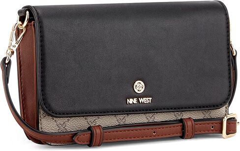 Nine West LINNETTE SLG WLLT على سلسلة، شعار بيج أسود in Kuwait