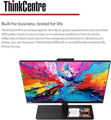كمبيوتر Lenovo ThinkCentre M90a الكل في واحد للأعمال، شاشة FHD مقاس 23.8 بوصة، معالج Intel Core i5-10400، ذاكرة وصول عشوائي 32 جيجابايت، تخزين 1 تيرابايت، كاميرا ويب، إيثرنت، قارئ بطاقة SD، USB-C، 6 USB Type-A، Windows 11 Pro in Saudi Arabia