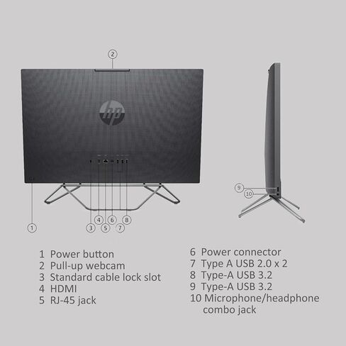 كمبيوتر HP Essential 205 G8 Daily الكل في واحد، شاشة 23.8 بوصة FHD، AMD Ryzen 5 5500U، ذاكرة وصول عشوائي 32 جيجابايت، 1 تيرابايت SSD، Wi-Fi 5، بلوتوث، لوحة مفاتيح سلكية وMsouse، HDMI، RJ-45، Windows 11 Home، رمادي in Saudi Arabia
