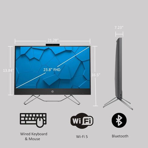 HP Essential 205 G8 Daily All-in-One Desktop, 23.8" FHD Screen, AMD Ryzen 5 5500U, 32GB RAM, 1TB SSD, Wi-Fi 5, Bluetooth, Wired KB&Msouse, HDMI, RJ-45, Windows 11 Home, Grey in Saudi Arabia