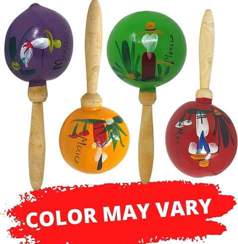 Needzo Maracas Musical Instrument, Large Colorful Wooden Pair with Hand Painted Flower Design, Latin Percussion for Adults, 8 Inches in Saudi Arabia